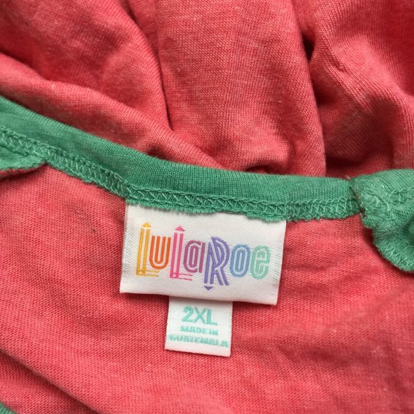 New! LuLaRoe Randy Raglan Sleeve Pullover T-shirt 2XL XXL Womans Green Peach - Picture 7 of 12